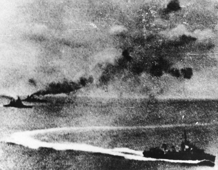 To the left HMS Repulse and Prince of Wales. Photograph by Underwood & Underwood - This photograph HU 2762 comes from the collections of the Imperial War Museums.