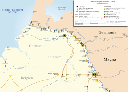 limes section in The Netherlands from Putzger – Historischer Weltatlas