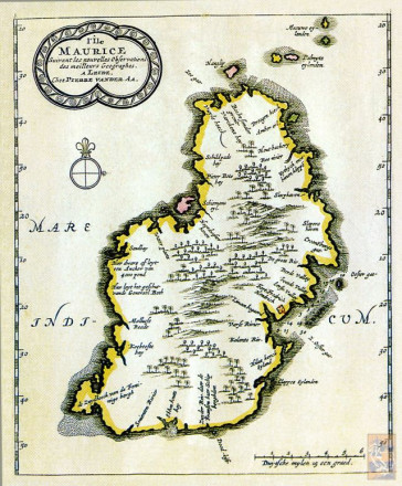 Mauritius on 17th century Dutch map