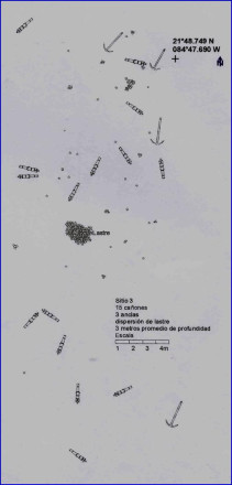 Site overview of the Punta del Holandés wreck.