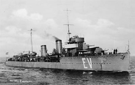 A black and white photo of the ship at sea.