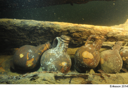 bartman jugs (also called bellarmines) found at the wrecksite