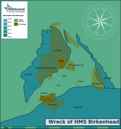 Wreckage site of the HMS Birkenhead