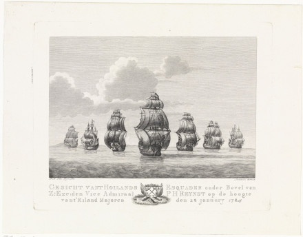 An etching of a squadron under sail.