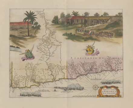 Part of an old naval chart showing naval battles.