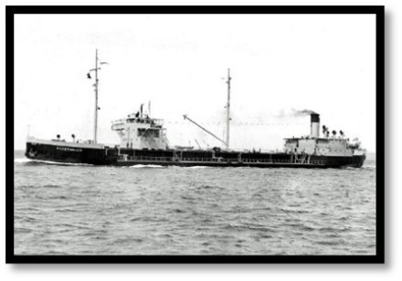 A black and white photo of the Pedernales at sea.