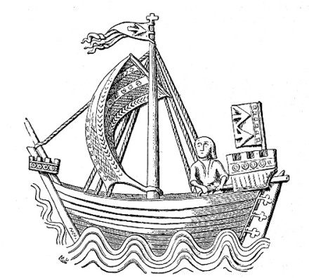 Depiction of a cog as found in the seal of the Hanseatic city of Stralsund.