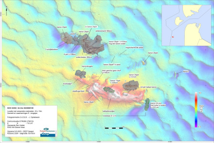 Multibeam opnamen van het wrak met invulling van fotogrammetrie beelden