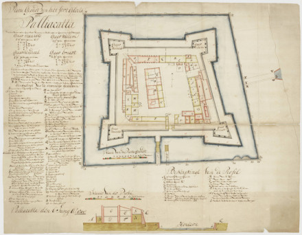 archiefnummer 4.VEL/109. Plan van het fort Geldria in Pulicat, 1708, anoniem