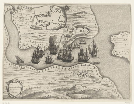 Portugese suikeropbrengsten buitgemaakt in de Bay de Tode los Santos, 1627, anoniem, 1649 - 1651. Inventory nr: RP-P-OB-79.380