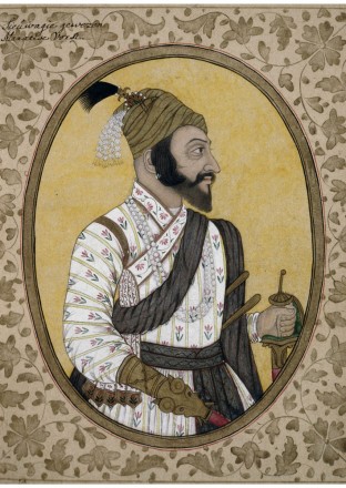 Dit portret van Shivaij (nu in het British museum) komt gezien het opschrift uit een VOC gerelateerde collectie. Het opschrift links boven luidt: Sieewagi gewesen Maratise vorst