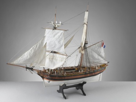 A photo of a ship's model.