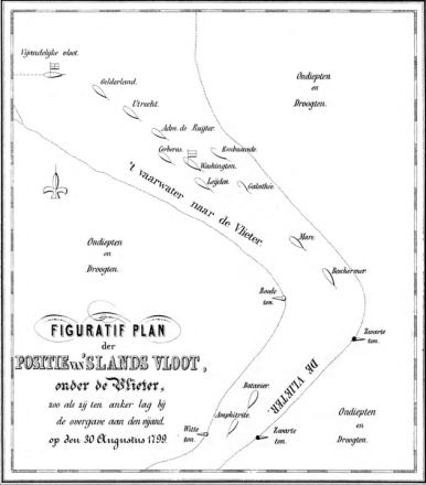 A small map in black and white with the positions of the ships.