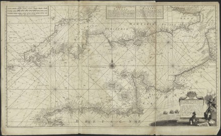 A historical chart of the Channel in black and white.
