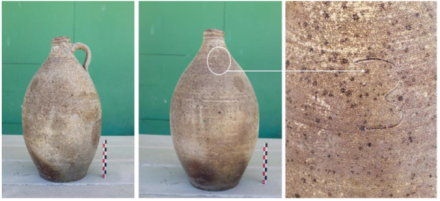 Photos of an eartherware jug from several angles.