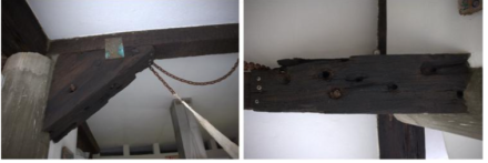 Photos of ship's beams reused in a house.