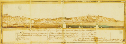 A drawing of Luanda seen from the sea.